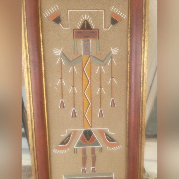 James C Joe Authentic 'Storm People" Navaho Sand Painting. Signed and dated. - Picture 2 of 6